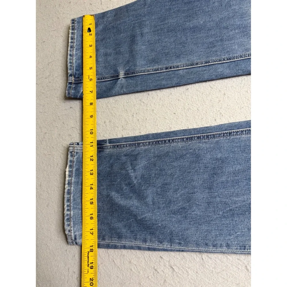 Buffalo David Bitton Jeans Mens 32x32 Blue Distressed Patched Straight Leg Denim